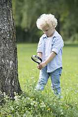 kleiner Junge untersucht die Natur